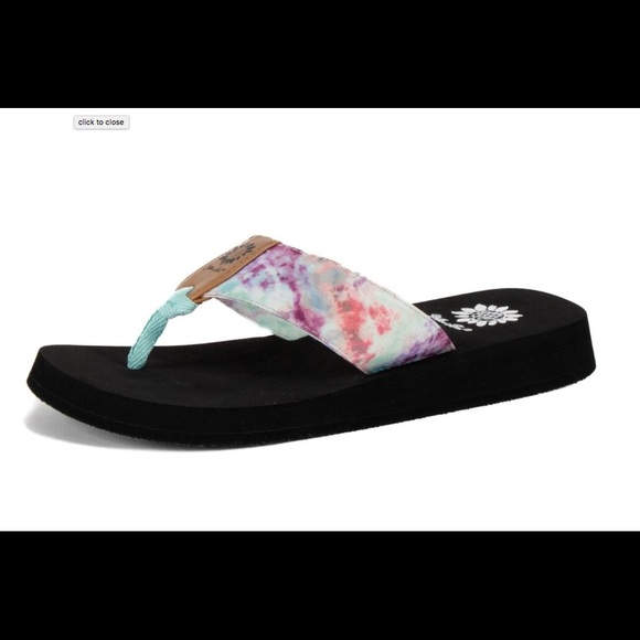 yellow box tie dye flip flops